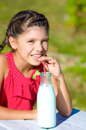 Young Girl drinking Fresh Milk